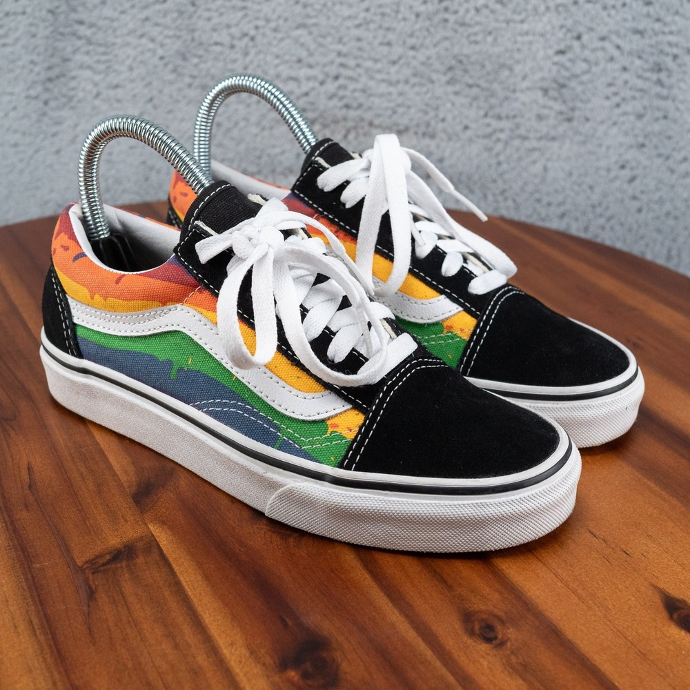 Vans Old Skool Shoes Mens Size 4.5 Womens 6 Rainbow Pride Drip Canvas Sneakers